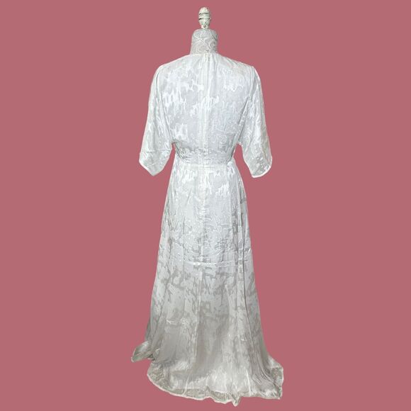 New Hutch Modcloth Kayla Jacquard Maxi Dress White Flutter Sleeve Women's 4 NWT - Picture 6 of 14